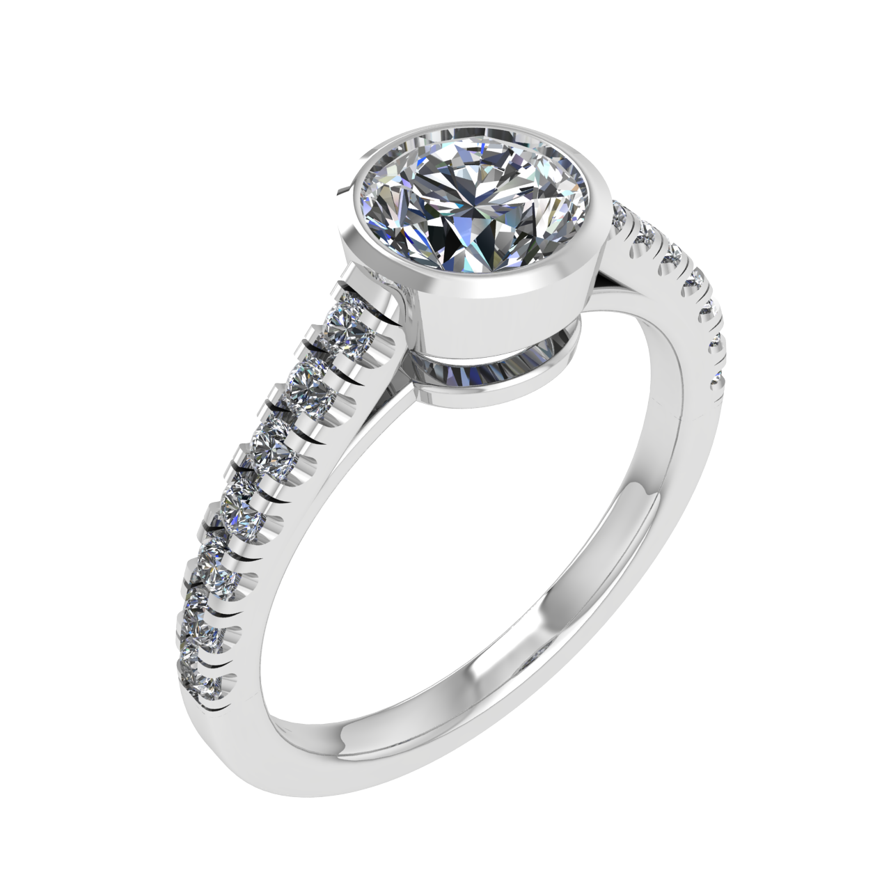 ACCENTED PAVE 6.50mm ROUND ENGAGEMENT RING